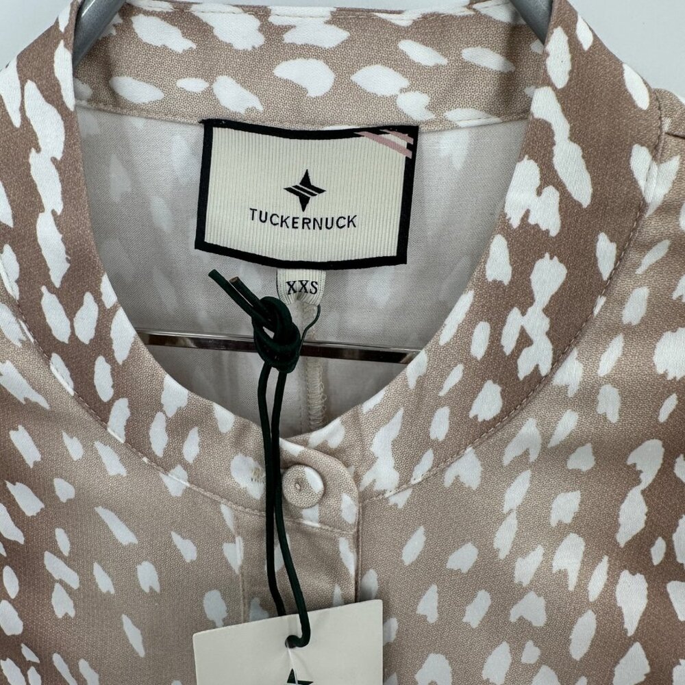 Tuckernuck Royal Shirt Dress Tan Antelope Print sz XXS Women's NWT 3/4 Sleeve - Picture 3 of 8
